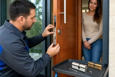 Chaveiro trocando uma fechadura em uma porta em Itabuna.